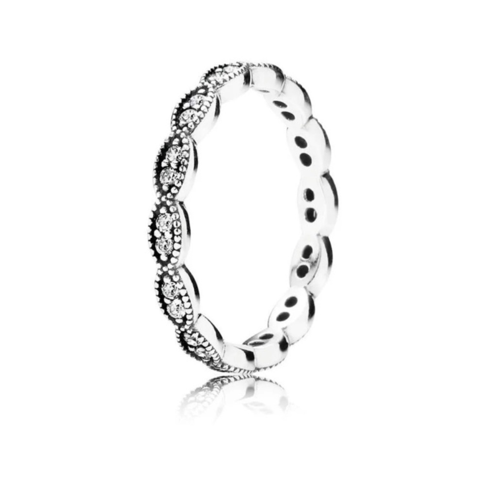 Pandora 925 Silver Sparkling Leaves Ring